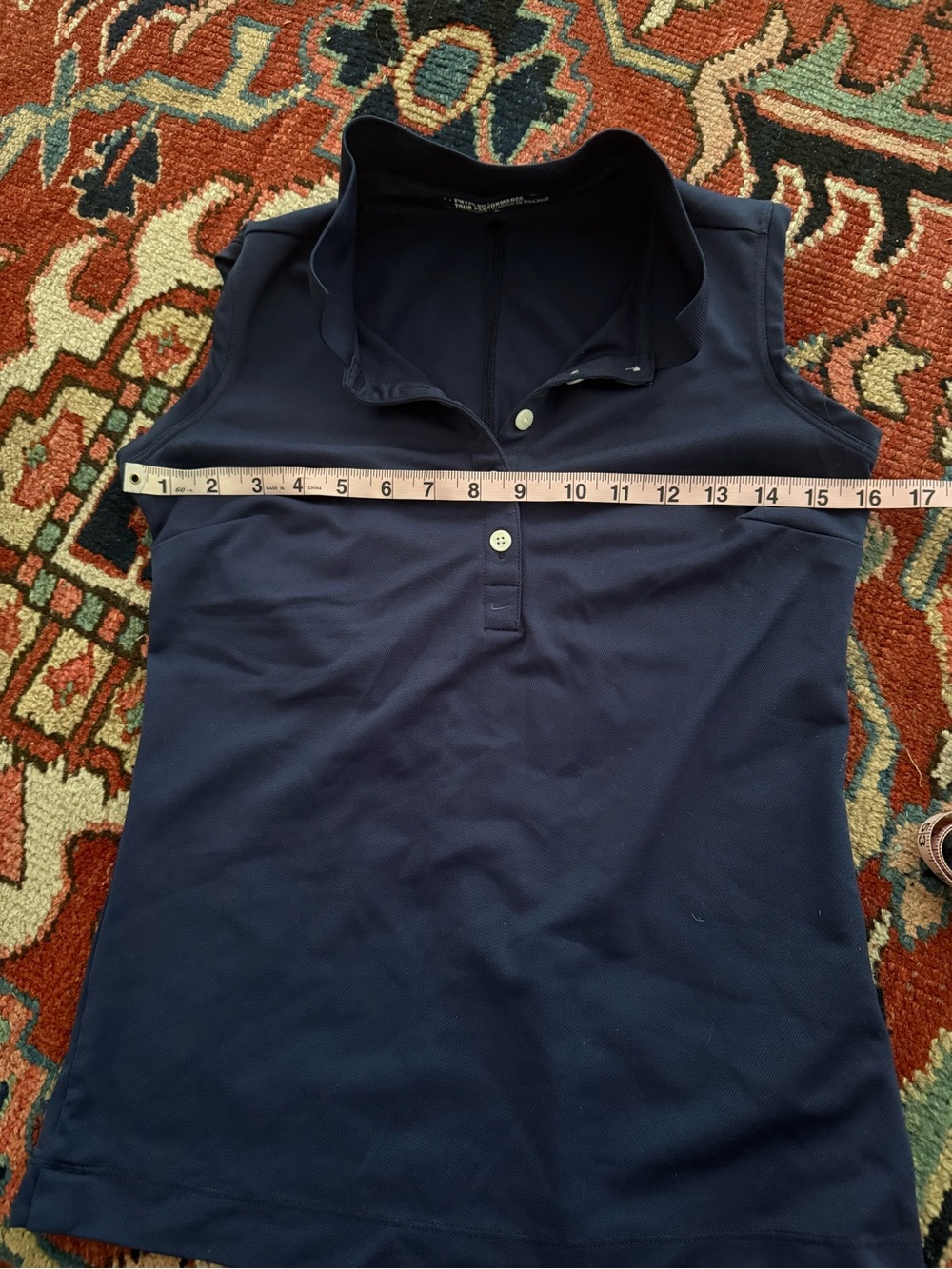 Nike Sleeveless Golf Shirt in Navy Blue - Picture 3 of 3